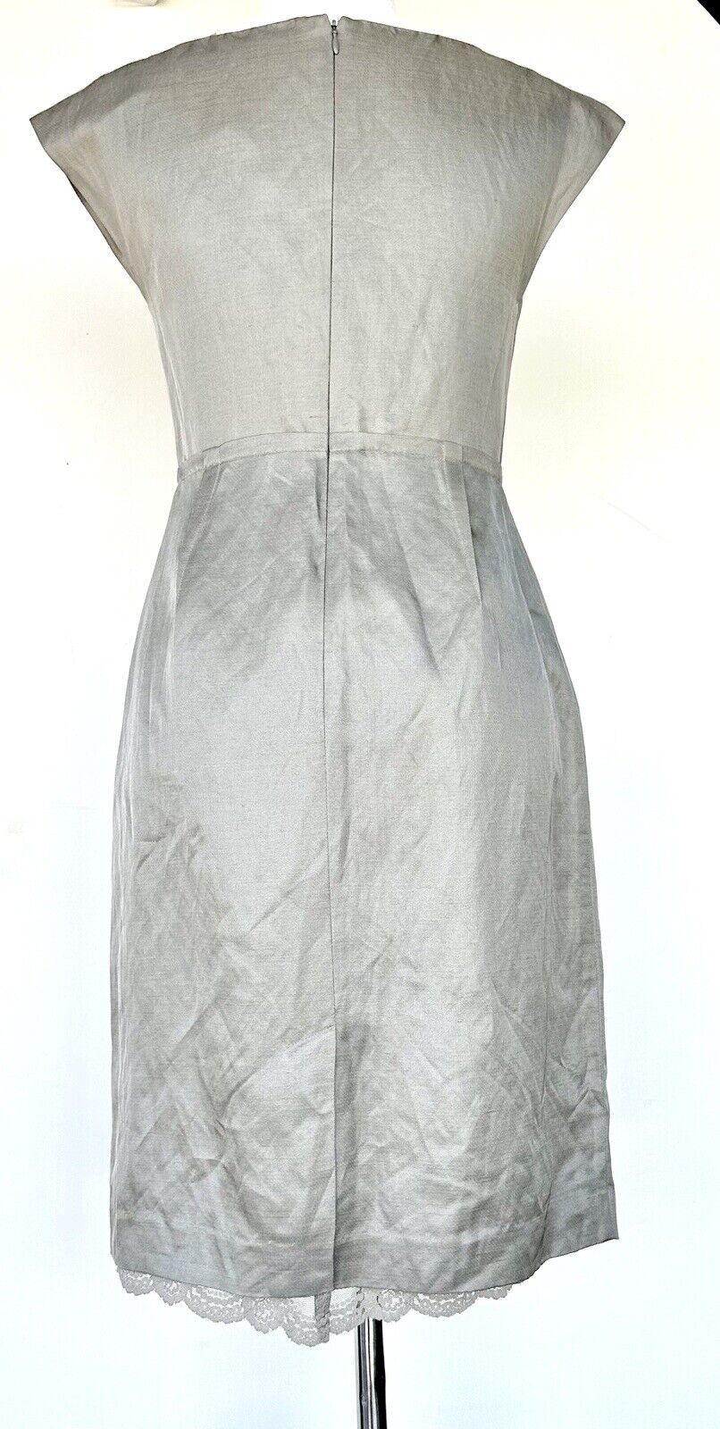 Mad Men Banana Republic Gray Vintage Style Dress 2 Retail $150 Lace Detail NWT