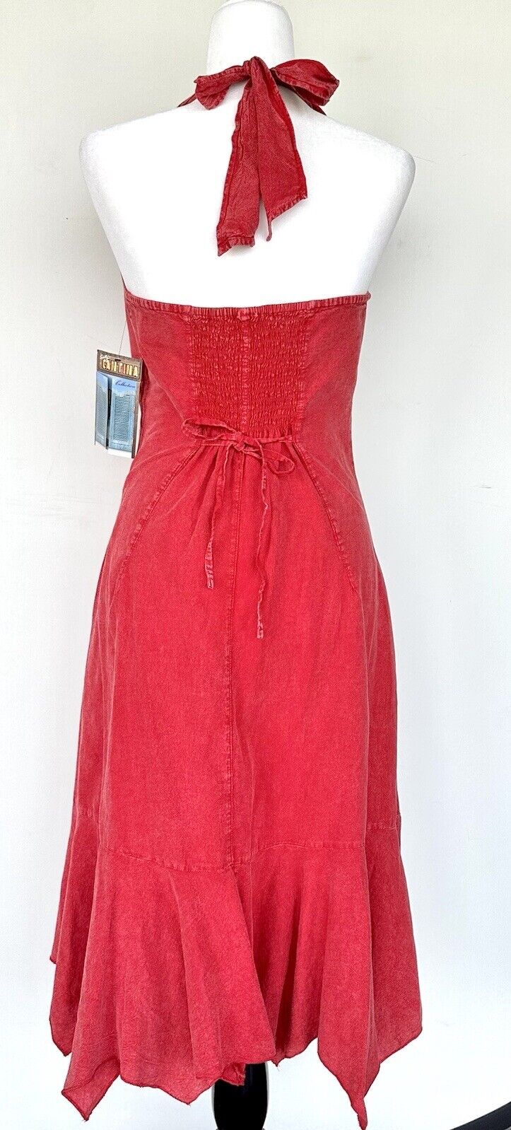 Scully Cantina Ruffled Embroidered Halter Cotton Dress Retails $85 Small NWT