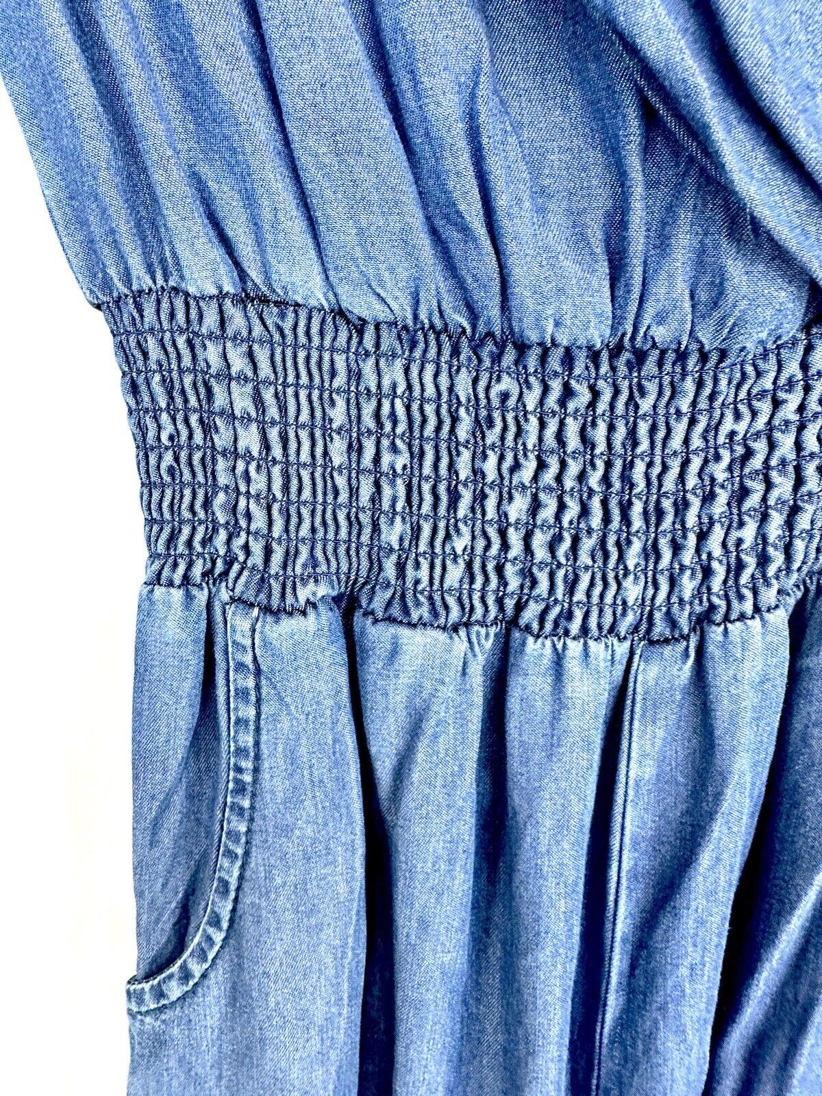 HABITUAL Kids' Smocked Wide-leg Jumpsuit Denim Age 14 Retails $64 Price $44