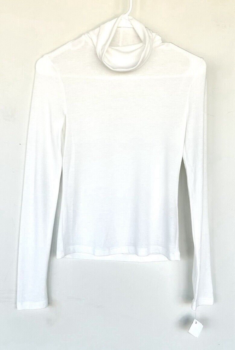 White Stretch Turtleneck Impeccable Pig Size Small Retails $54