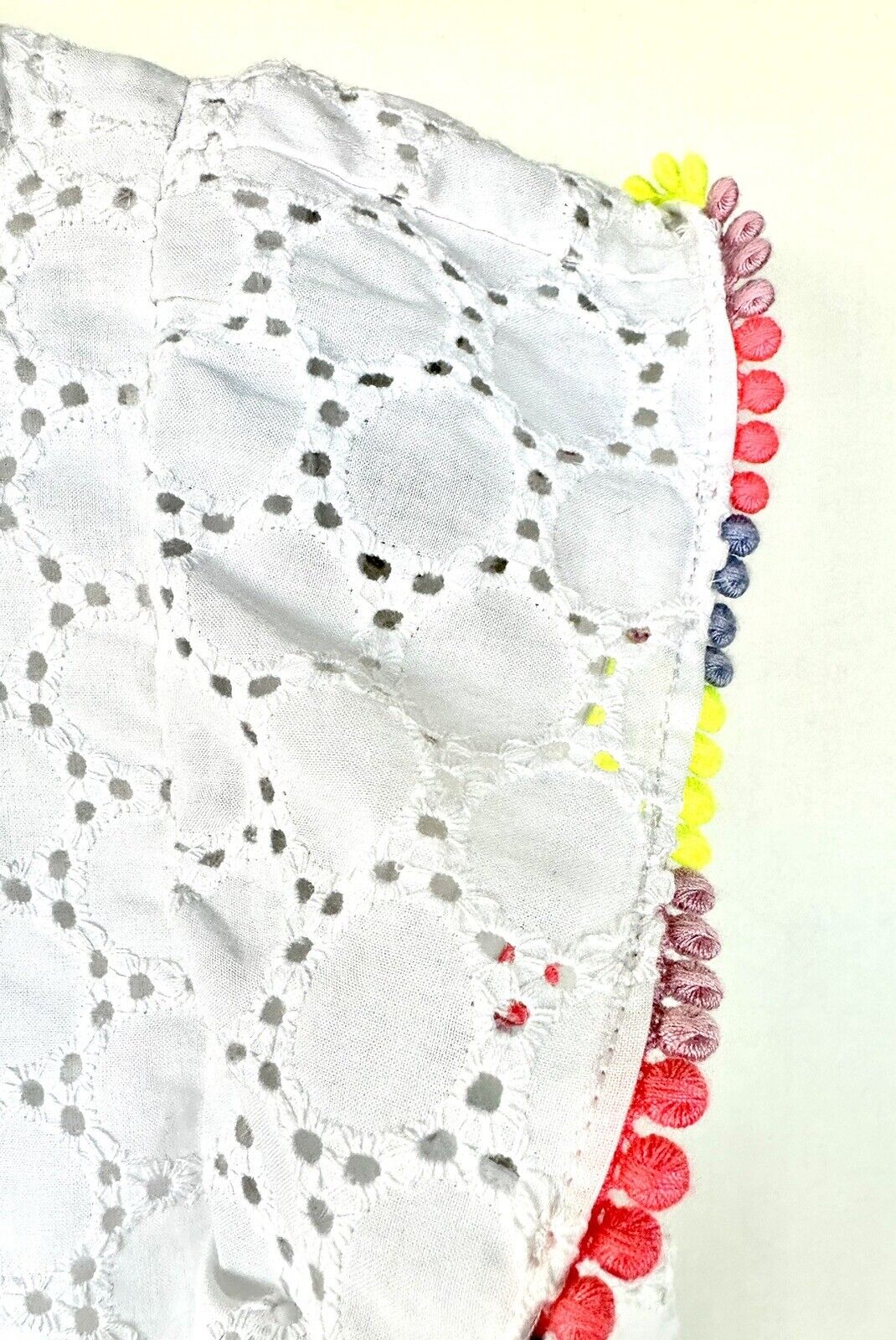 Crewcuts J Crew White Girls Eyelet Dress Pom Pom Sleeve Age 5 NWT Retail $69.50