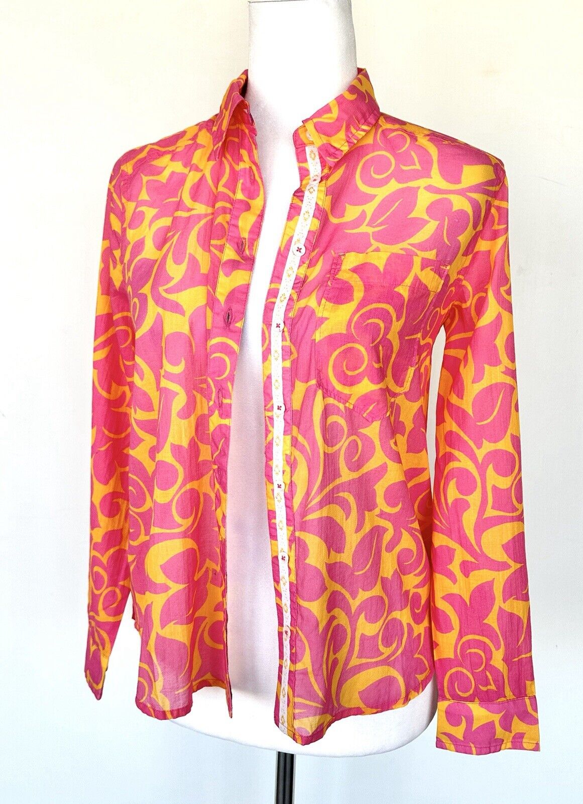 Sundance Natures Joy Shirt Pink Orange Size PXXS Retail $98 NWT