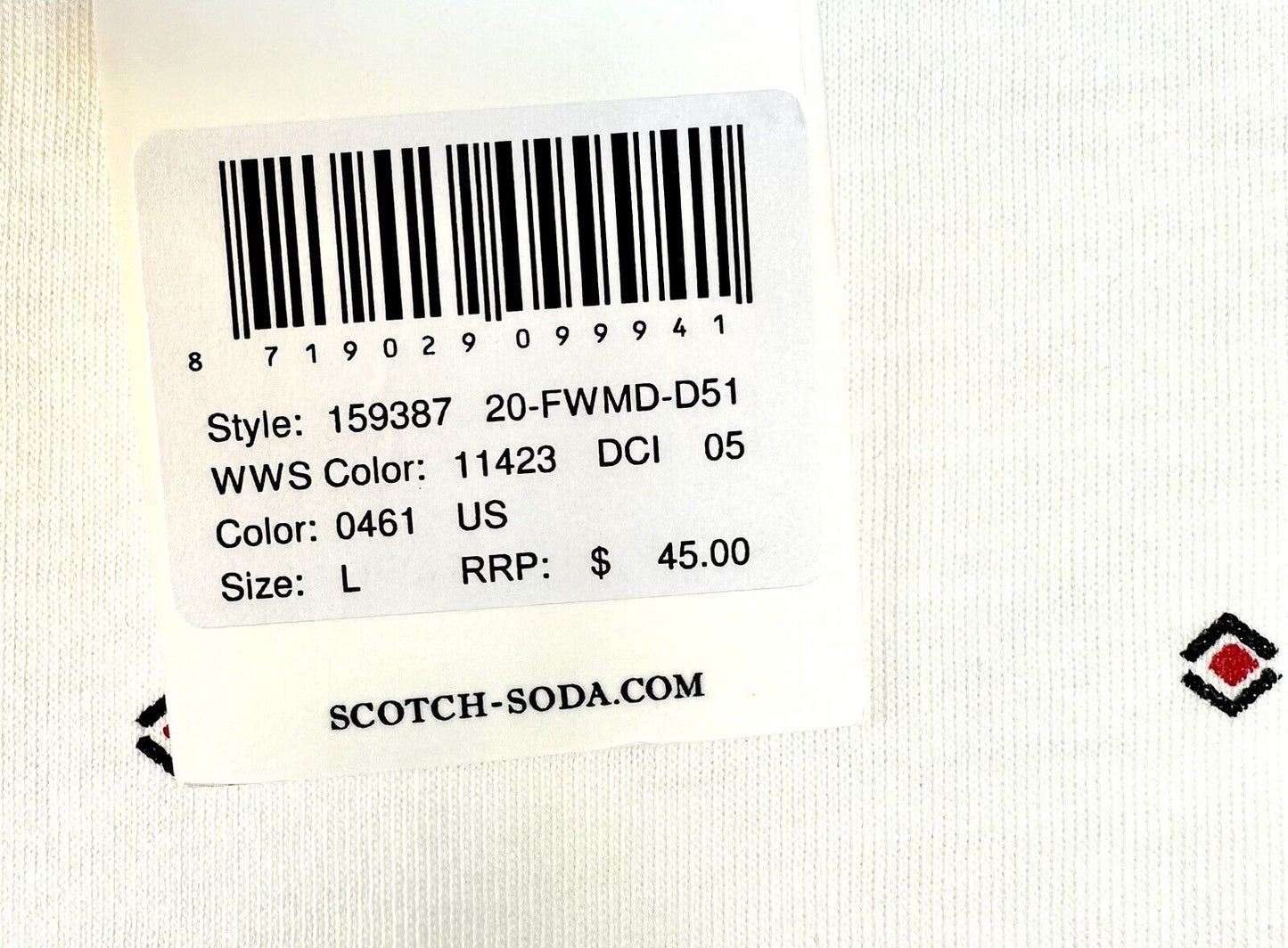 Scotch And Soda Men Diamond Print Tee Shirt White Red Black Price $45 L