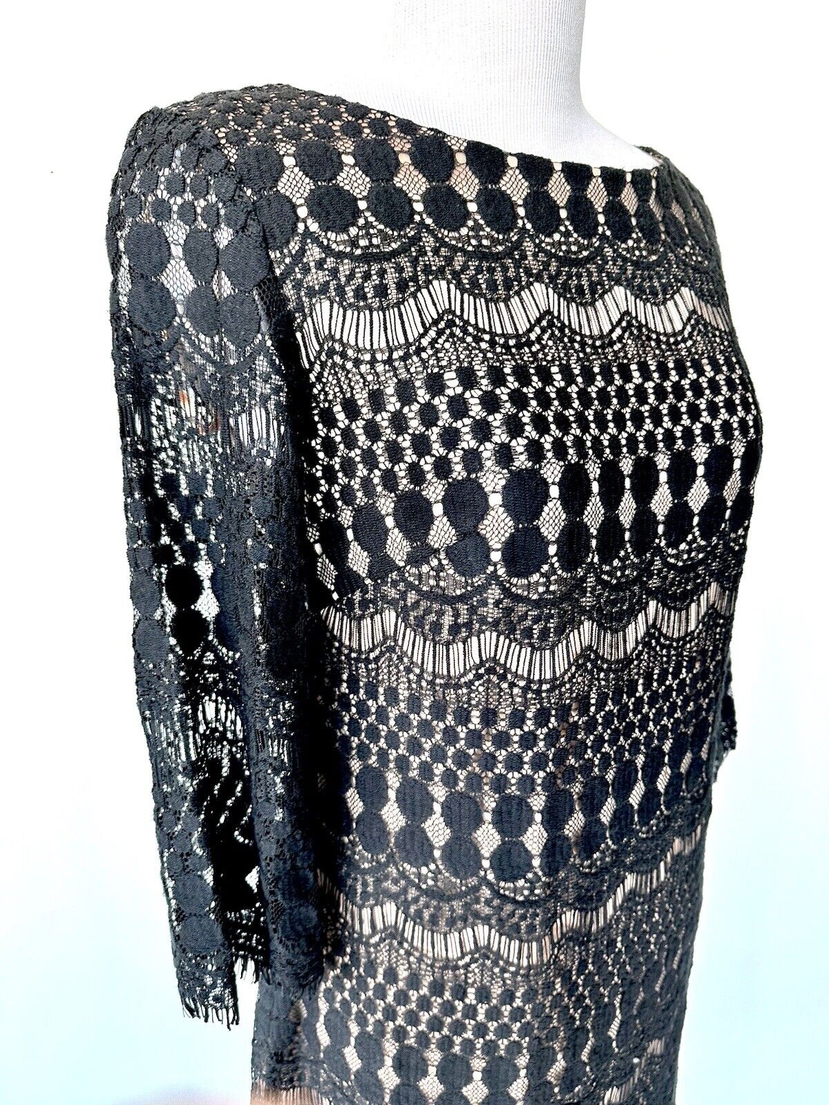 Eliza J Black Lace Dress Retails $169 Size 2 3/4 Length Sleeve