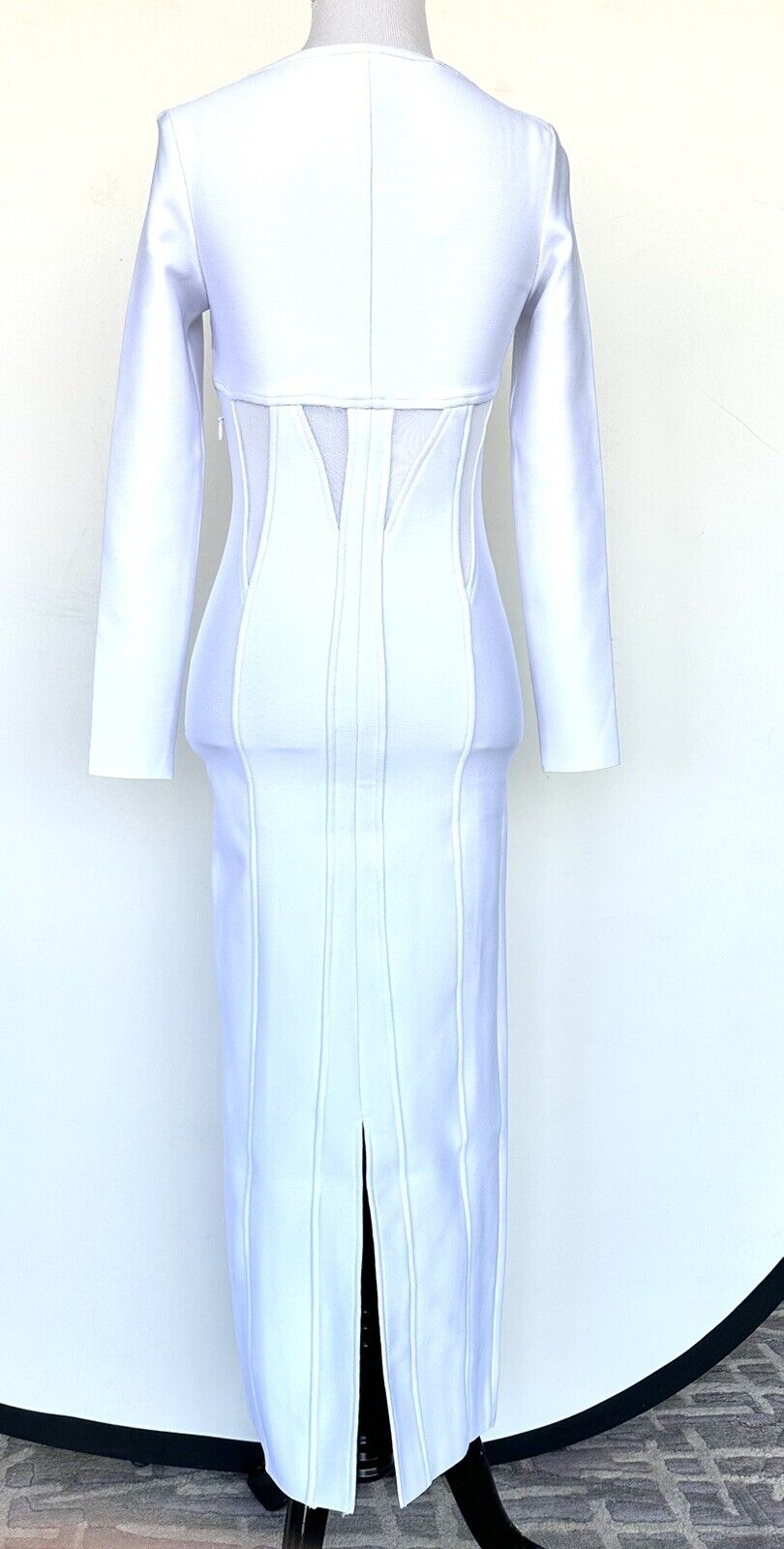 Karen Millen White Bodycon Mesh Cutout Dress Retail $204 Price $99 XSP