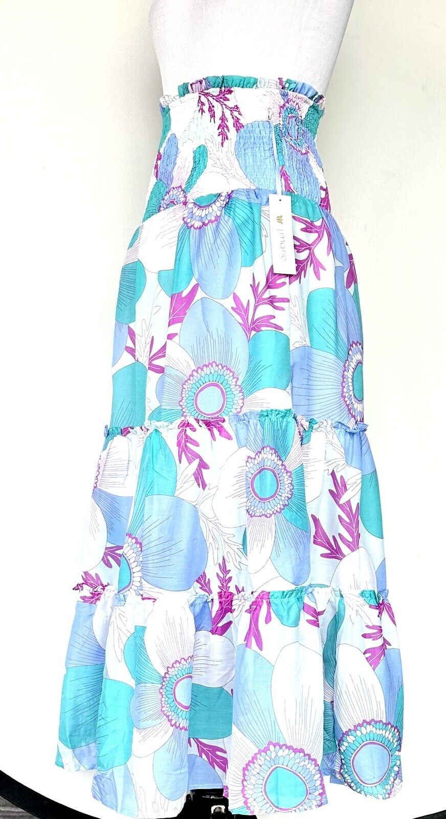 J Marie Mia Rae Tiered Midi Skirt / Dress size M Retail $158 Price $59 NWT