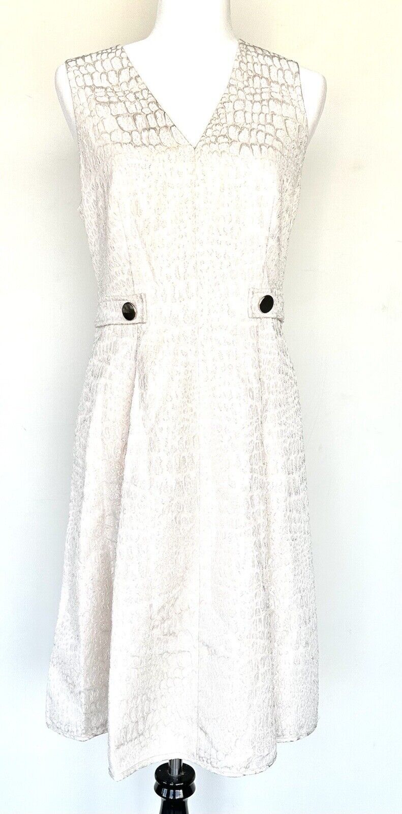 Anne Klein Ivory Raised Print Textured Dress. Size 10 Retails $159 Price $79.50