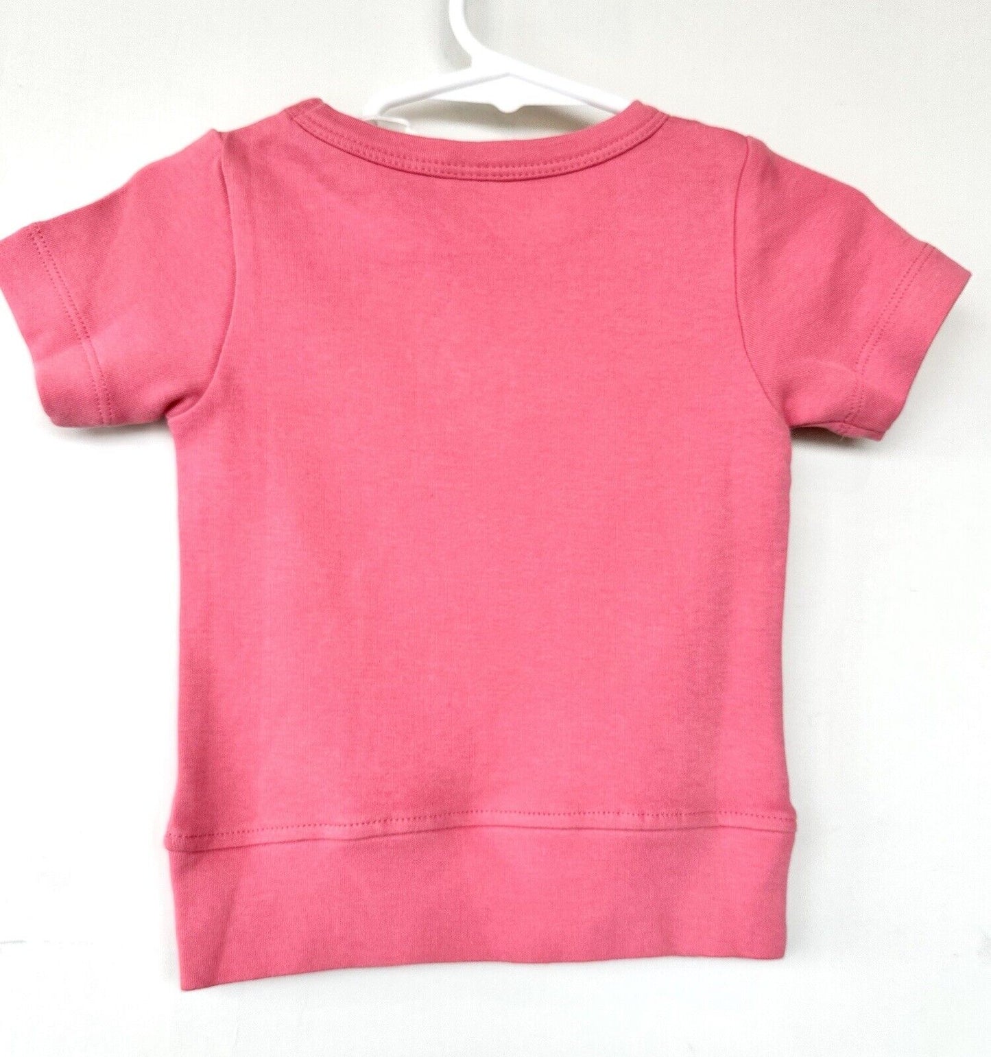 Kate Quinn Short Sleeve Crew Tee Flamingo Pink 6-12 M Organic Cotton Retail $28
