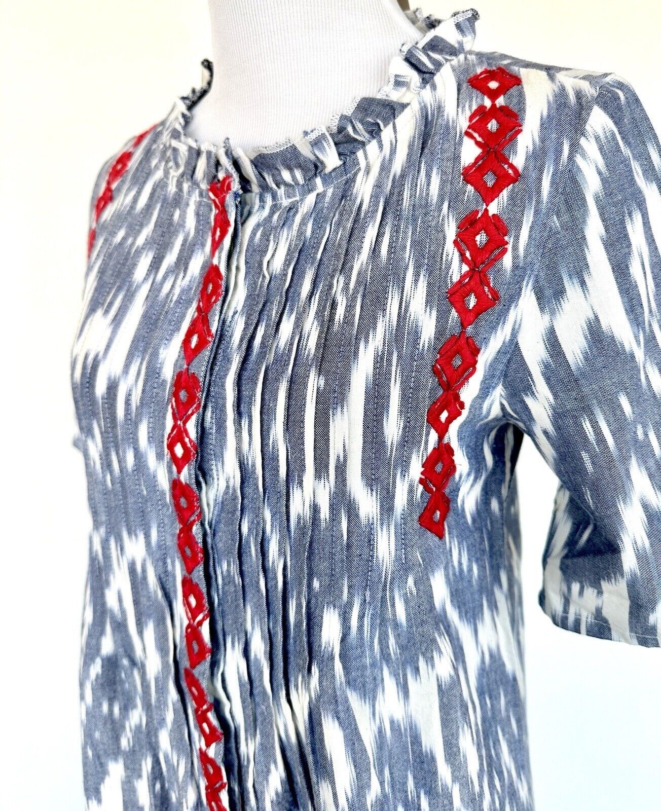 Sundance Isabel Ikat Shirt Dress With Embroidery  Size PXXS Retails $158