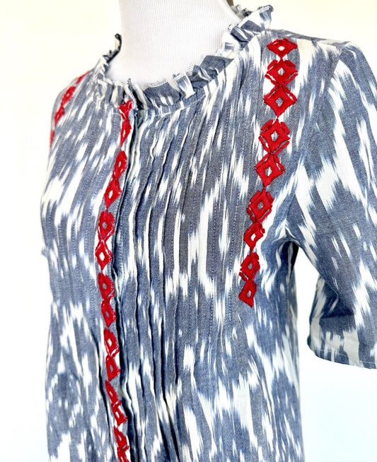 Sundance Isabel Ikat Shirt Dress With Embroidery  Size PXXS Retails $158