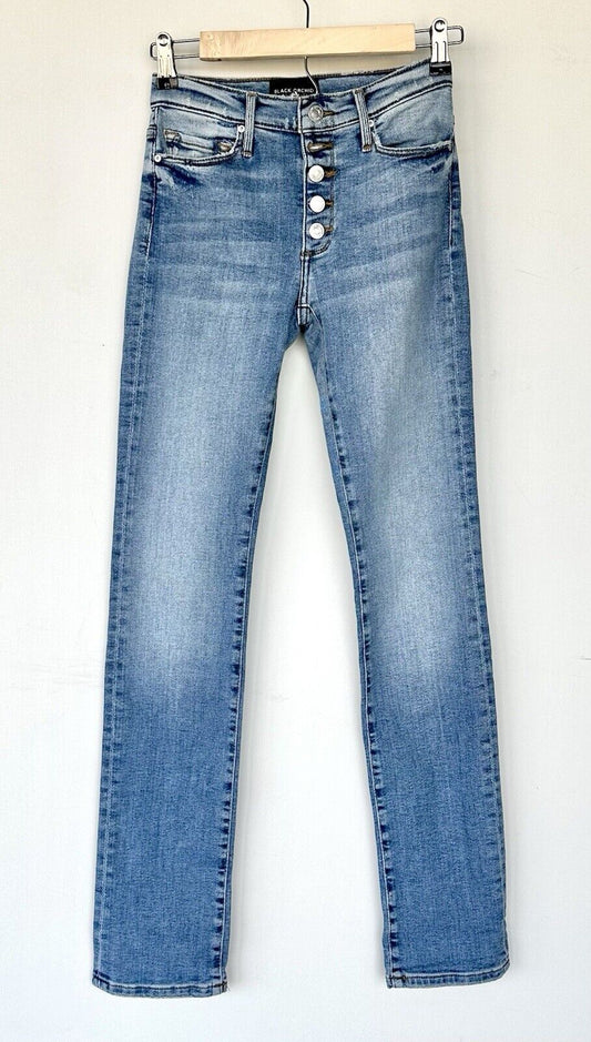 Black Orchid Gigi high rise straight jeans Retails $225 Liquify Soft Stretch 24