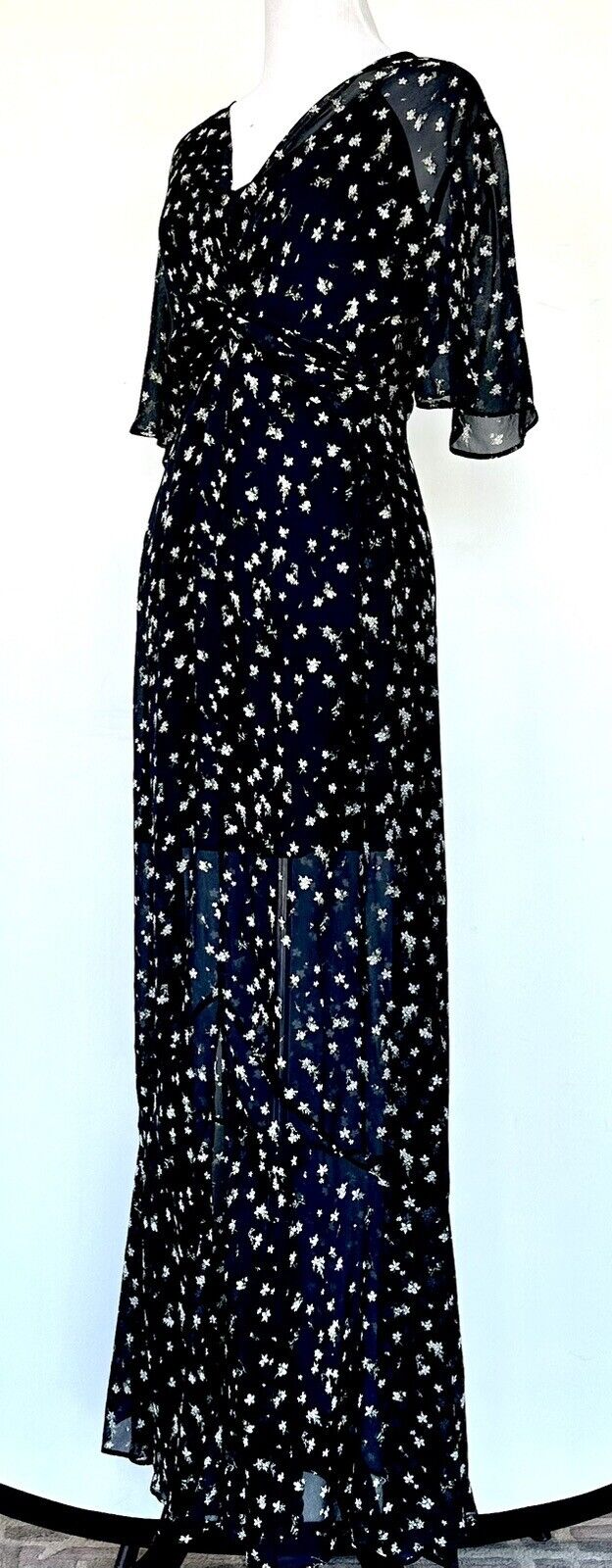 Rag & Bone Tamar Dress Size 2 Black Floral Semi Sheer Retail $550 Price $169