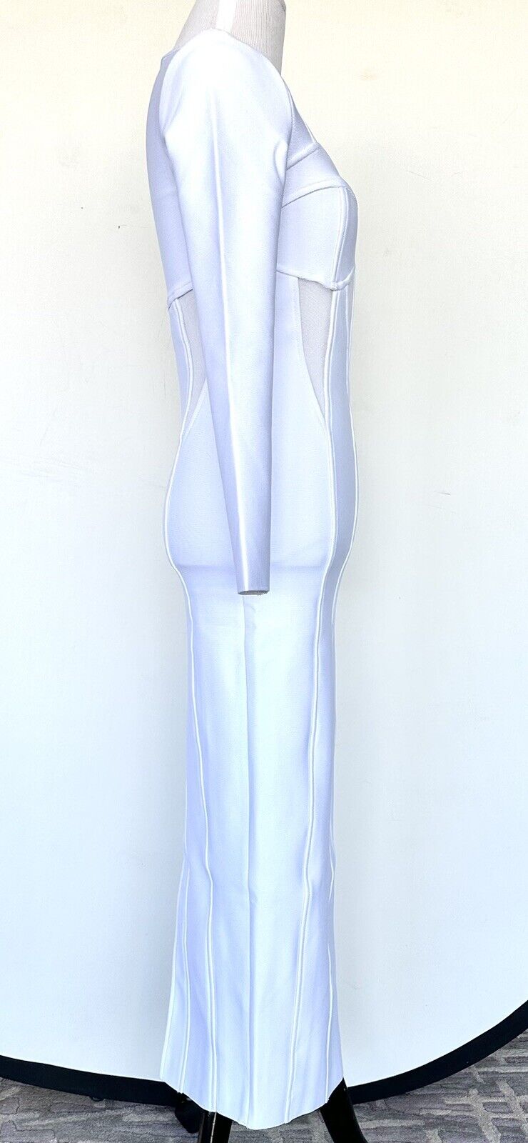 Karen Millen White Bodycon Mesh Cutout Dress Retail $204 Price $99 XSP
