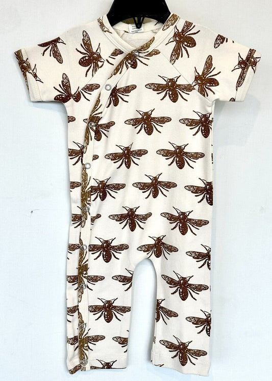 Kate Quinn SS Kimono Style Jumpsuit Organic Cotton Olive Bee 3-6 M Retail $38