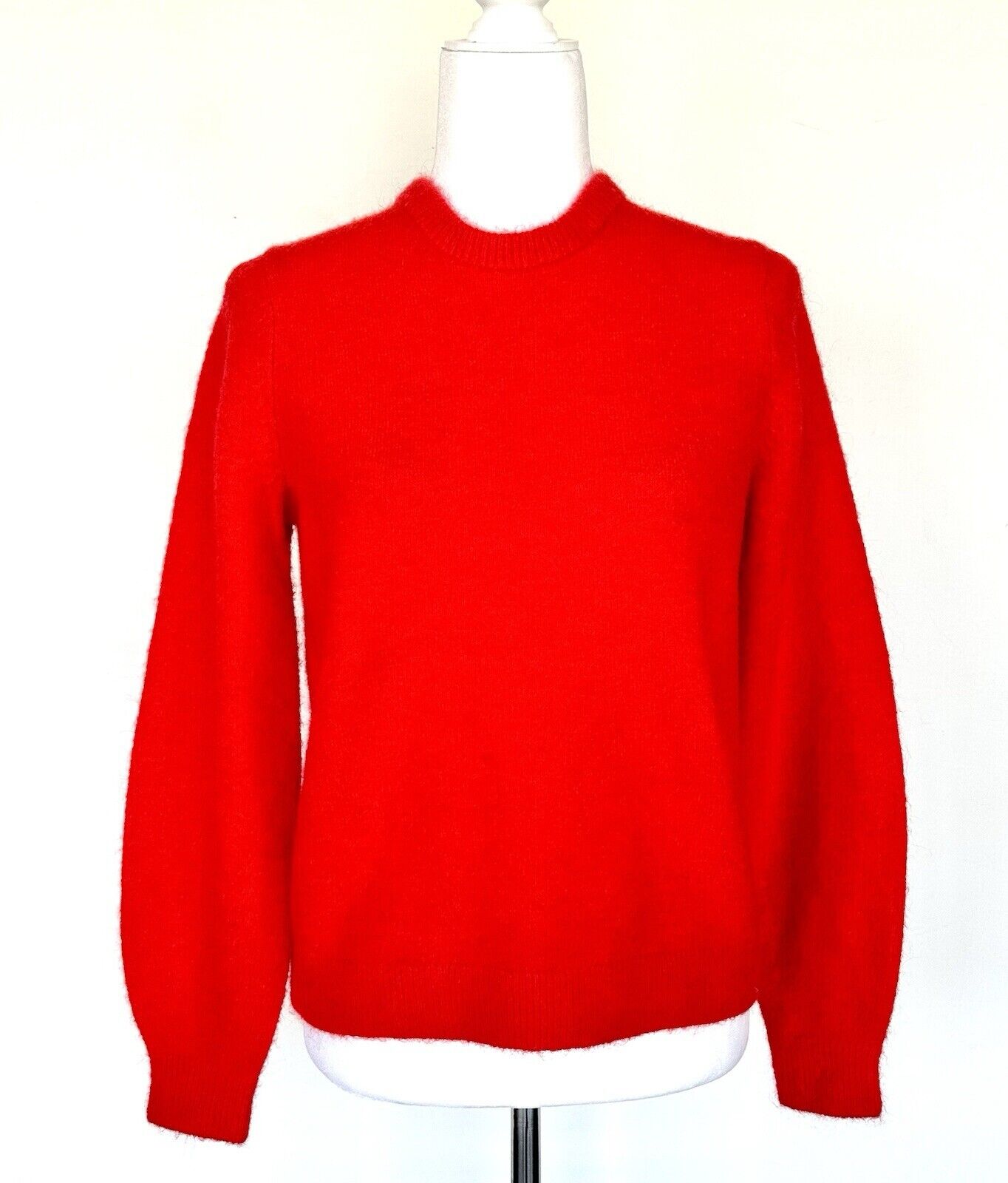 Boden Sweater Red Mohair Wool Mix Velvet Tie Back Crew Neck Size S Retail $158