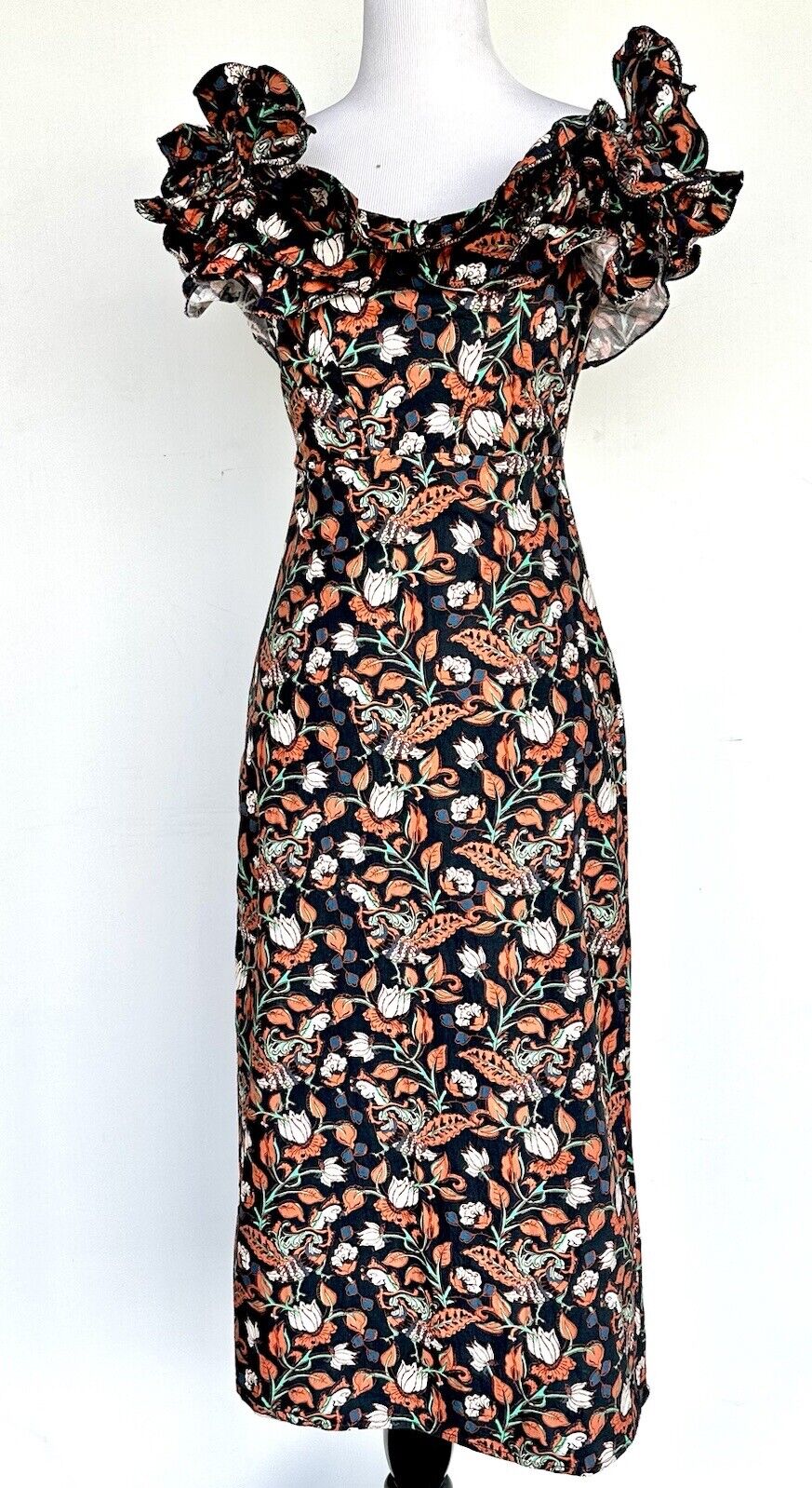 Anthropologie Let Me Be Flounce Dress XS Retail $180 Price $96 Off/On Shoulder
