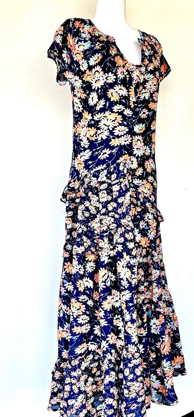 Sundance Pretty Petals Tiered Midi Dress Retails $178 PXXS Ruffle NWT