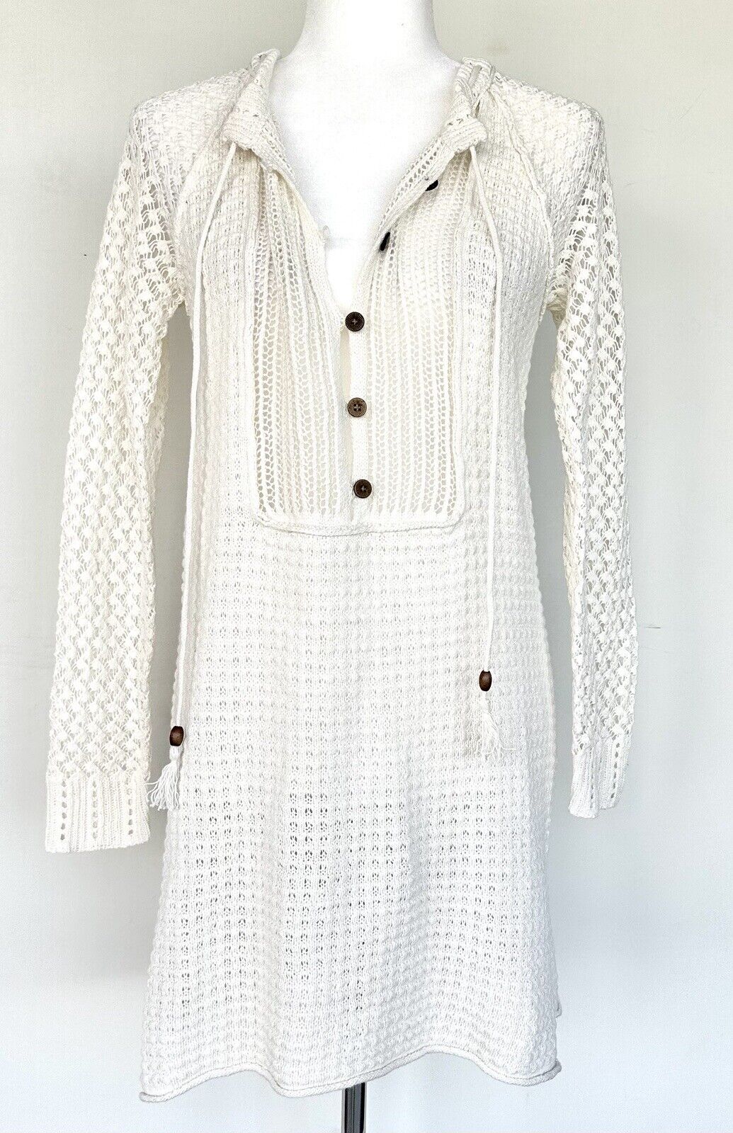 Sundance Medora Crochet Knit Cover Up Retails $148 XS Linen Cotton