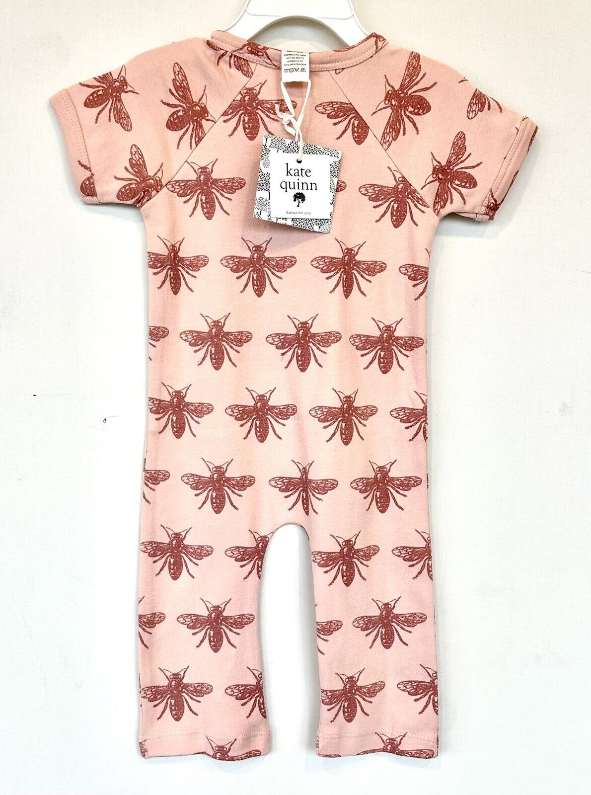 Kate Quinn SS Kimono Style Jumpsuit Organic Cotton Blush Bee 6-12 M Retail $38