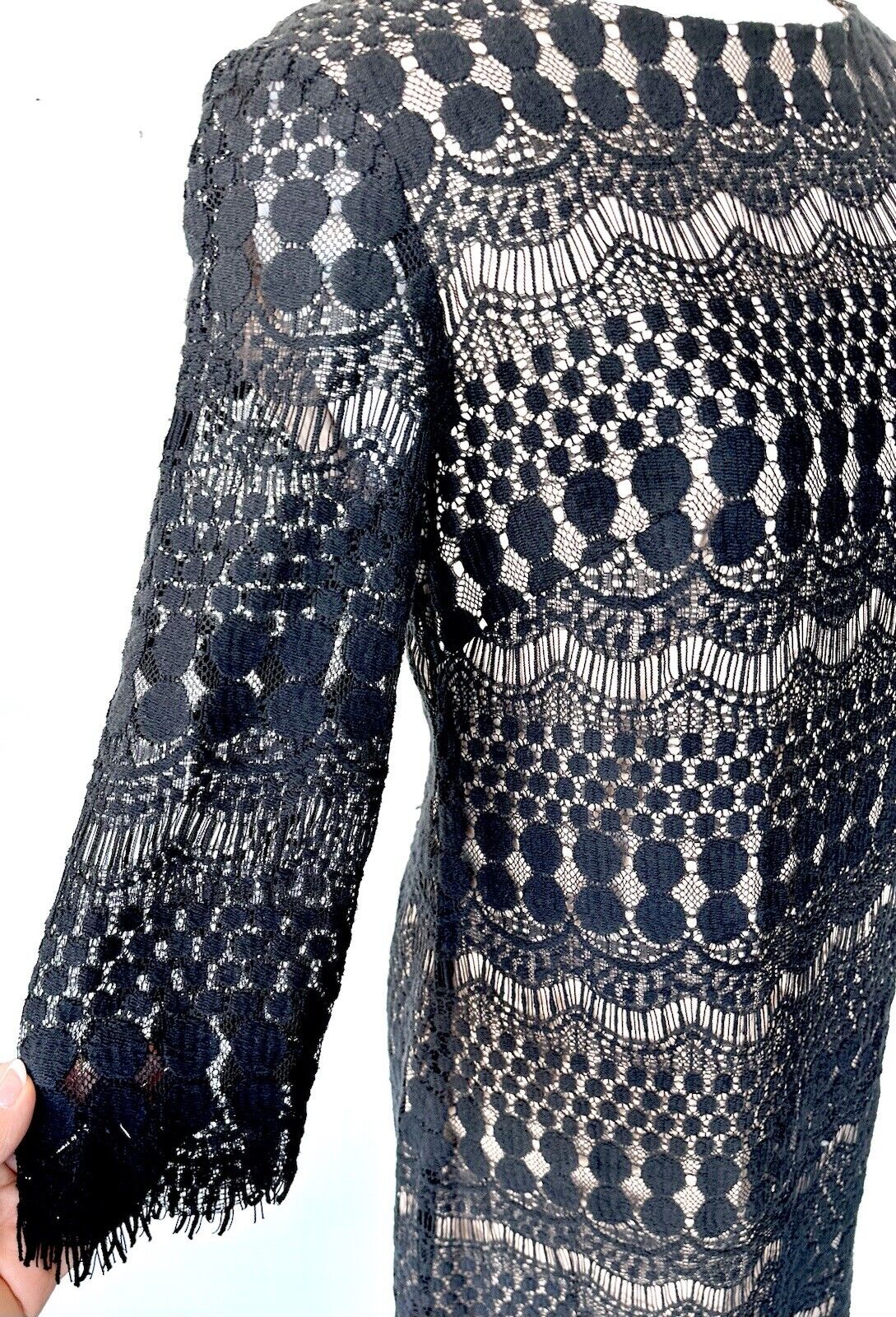 Eliza J Black Lace Dress Retails $169 Size 2 3/4 Length Sleeve