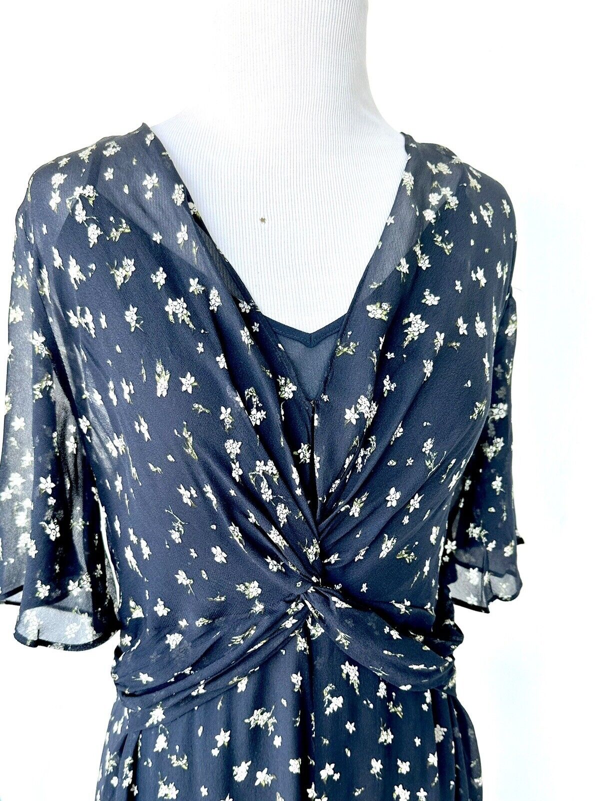 Rag & Bone Tamar Dress Size 2 Black Floral Semi Sheer Retail $550 Price $169