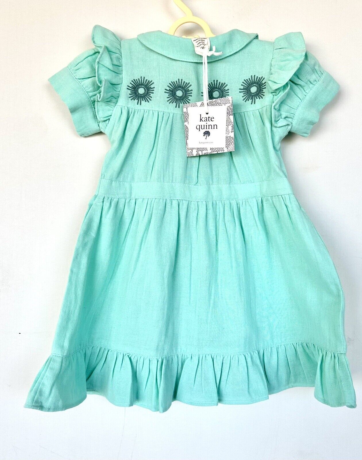 Kate Quinn Sun Embroidered Organic Cotton Gauze Dress 6-12 M $28 NEW