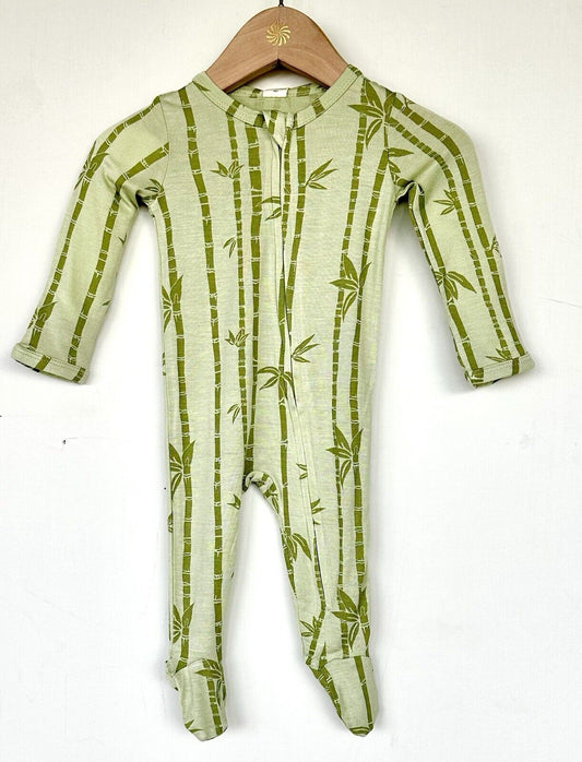 Kate Quinn Bamboo Forest LS Zipper Footie 0-3 M  Soft Modal Spandex
