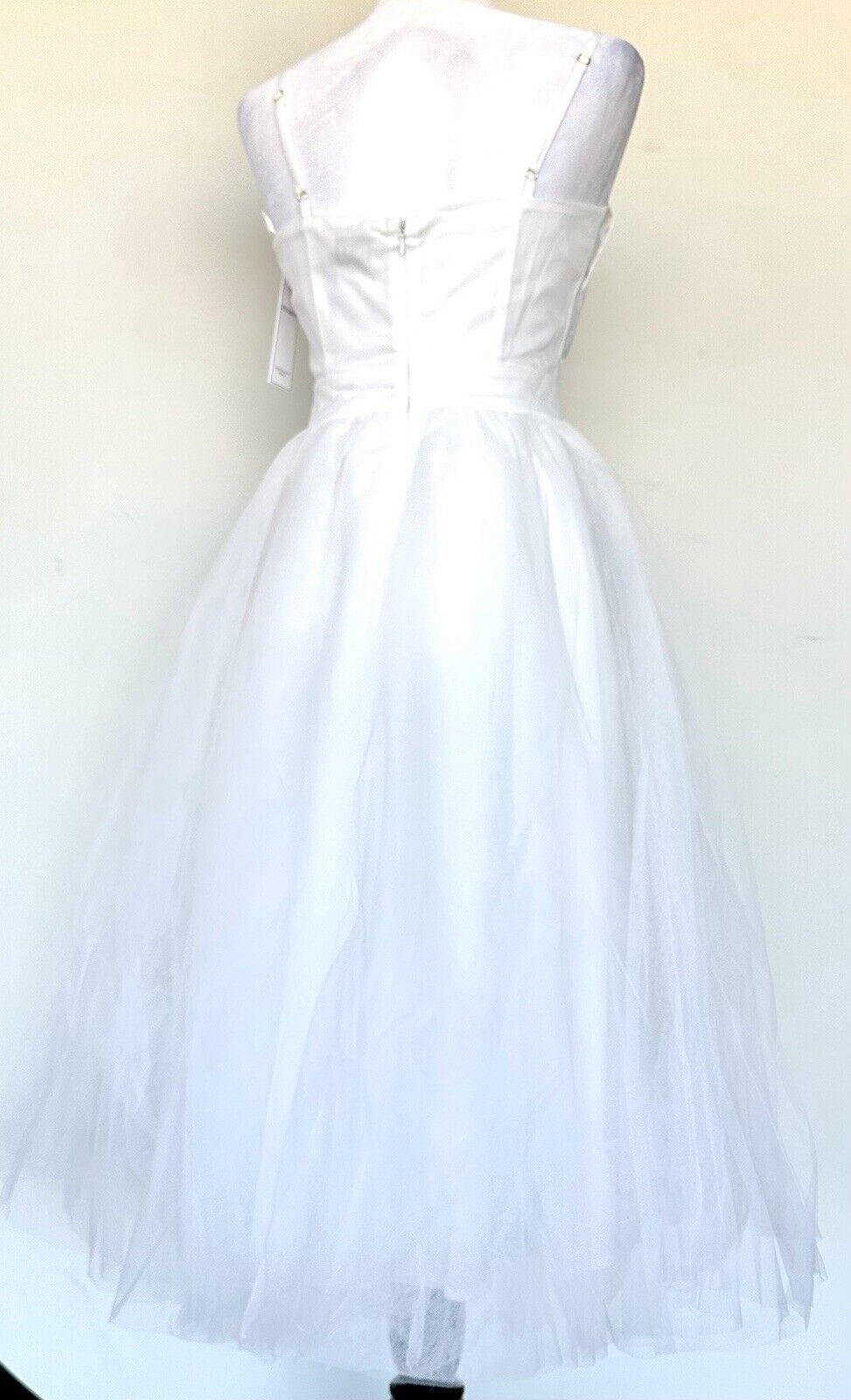 Aura White Tulle Midi Dress Vintage Retro Style Tutu Retail $80 Size XS