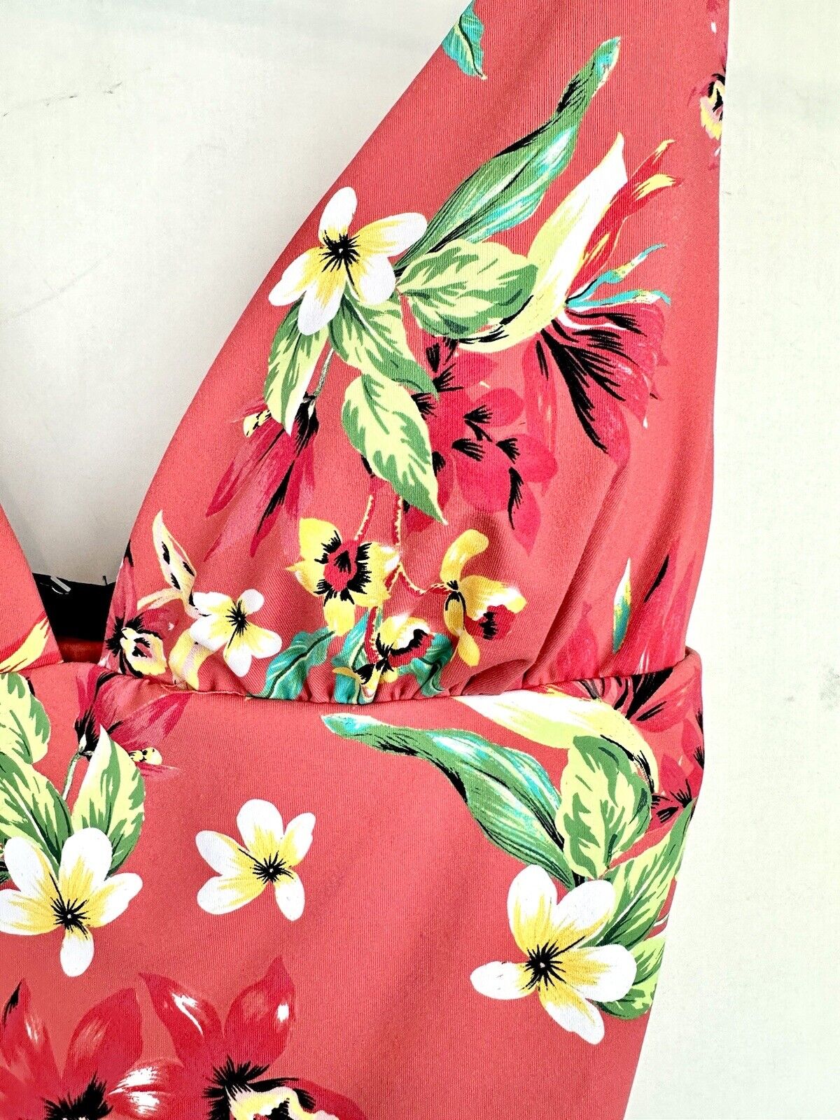 Aqua Coral Floral Plunge Swimsuit Size S Retails $98 New