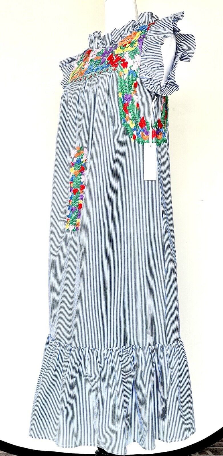 J Marie embroidered Topo MIDI Dress size S Retail $158 Price $88 Stripe