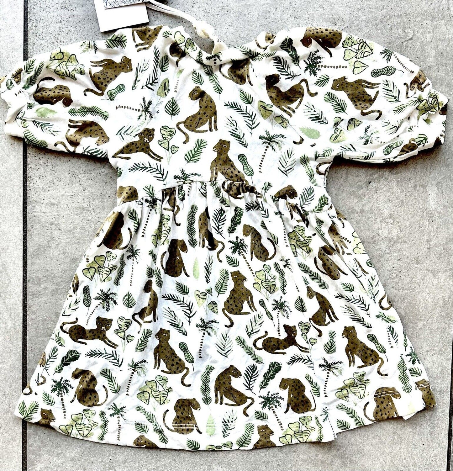 Kate Quinn Jungle Leopard Dress Soft Viscose Bamboo Fabric Retails $44 3-6 M