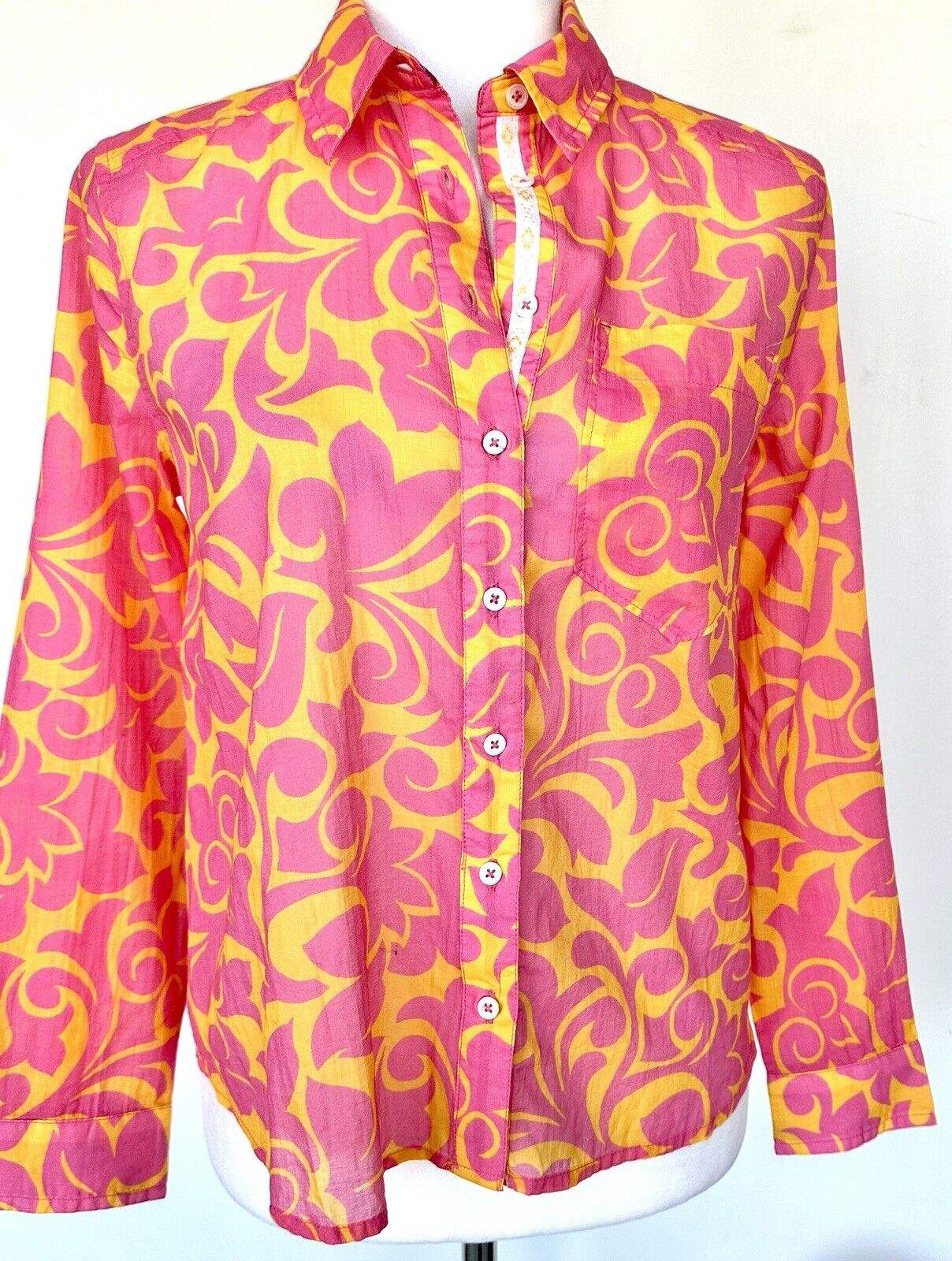 Sundance Natures Joy Shirt Pink Orange Size PXXS Retail $98 NWT