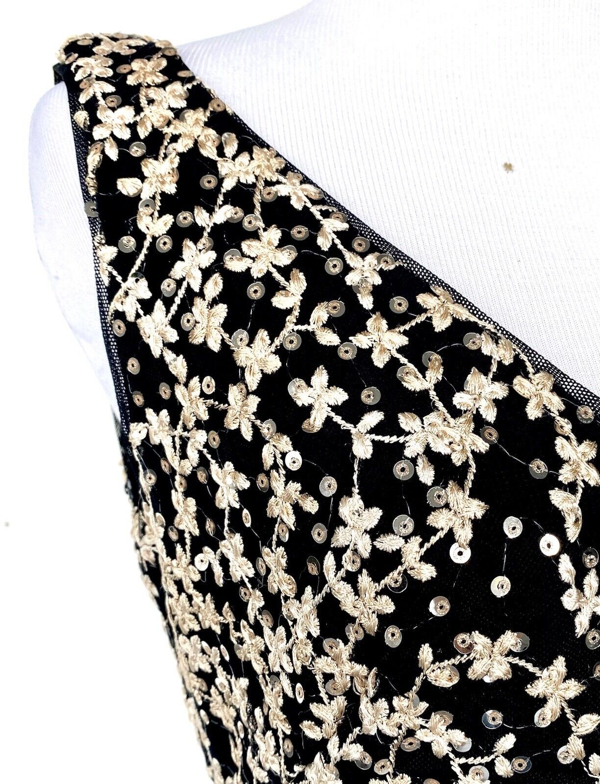 LAUREN RALPH LAUREN Black Gold Embroider Sequin Dress 0 Retail $265 Price $89