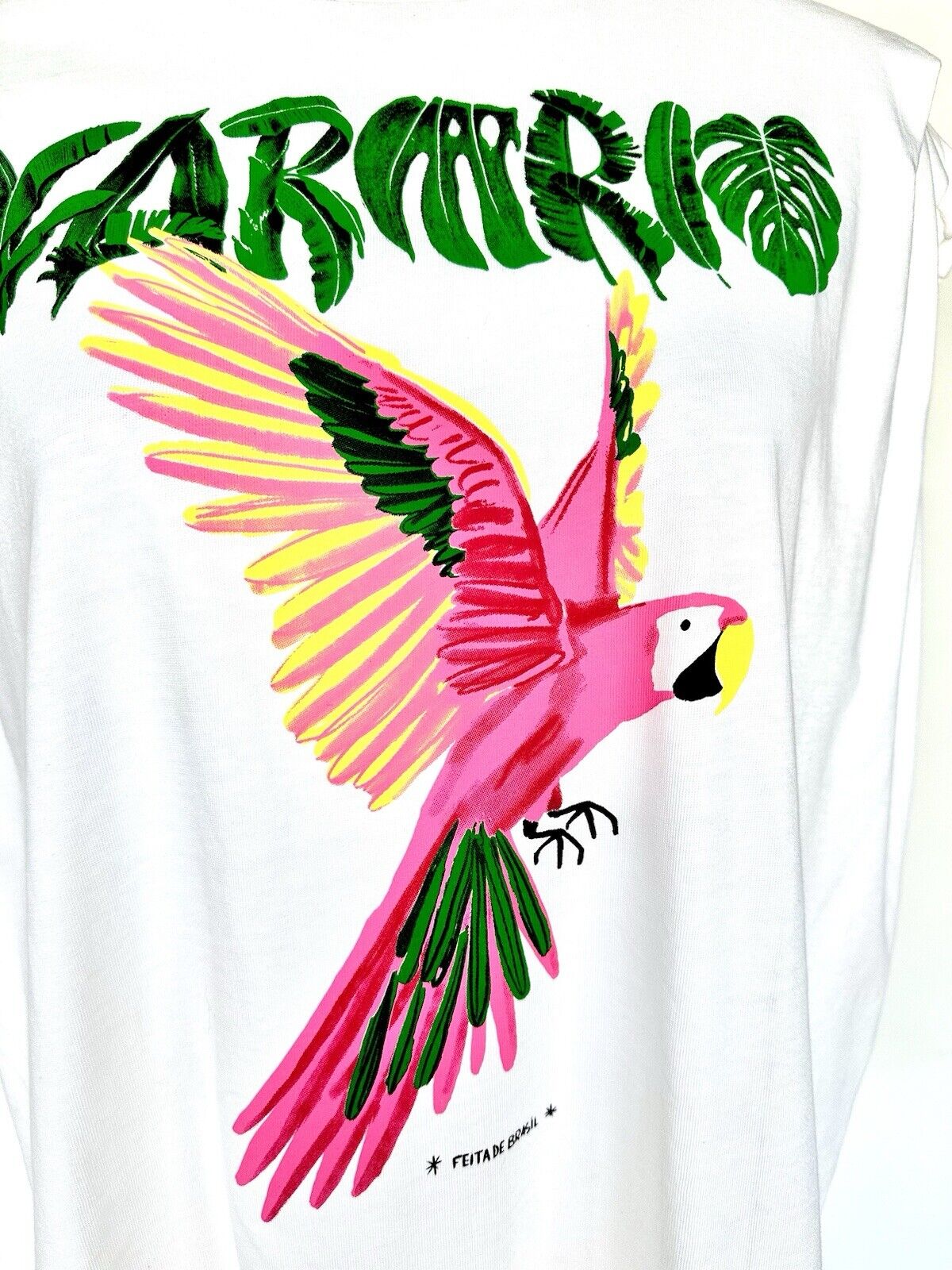 Farm Rio Parrot Palm Leaf Top Pleated Shoulder Retails $80 NEW Small