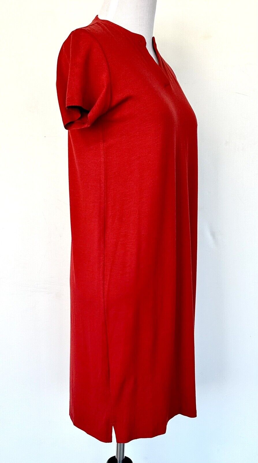 Eileen Fisher Viscose Jersey Dress Burnt Red Retail $168 Size PP (XSP)