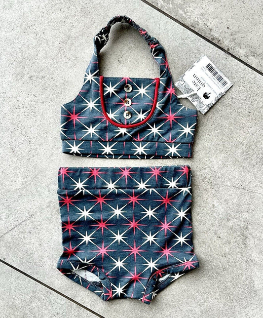 Kate Quinn Retro 2pc Sunsuit Stars Bamboo Fabric $32 NWT
