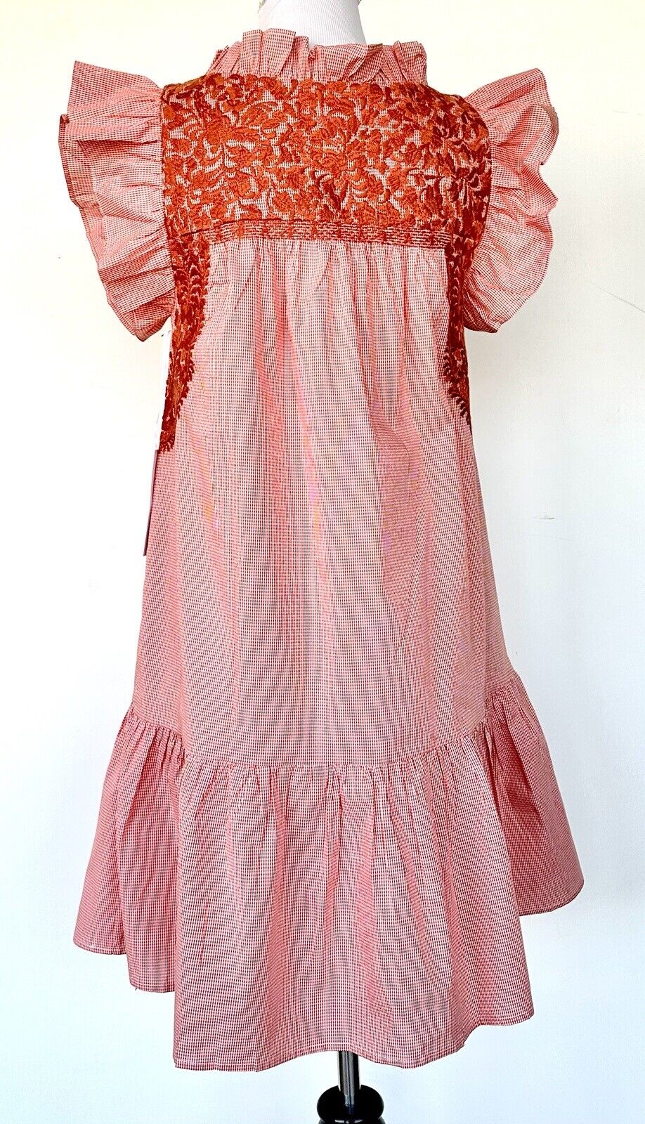 NWT J Marie embroidered Tiered Scotland Tiny Check Dress size M Retail $128
