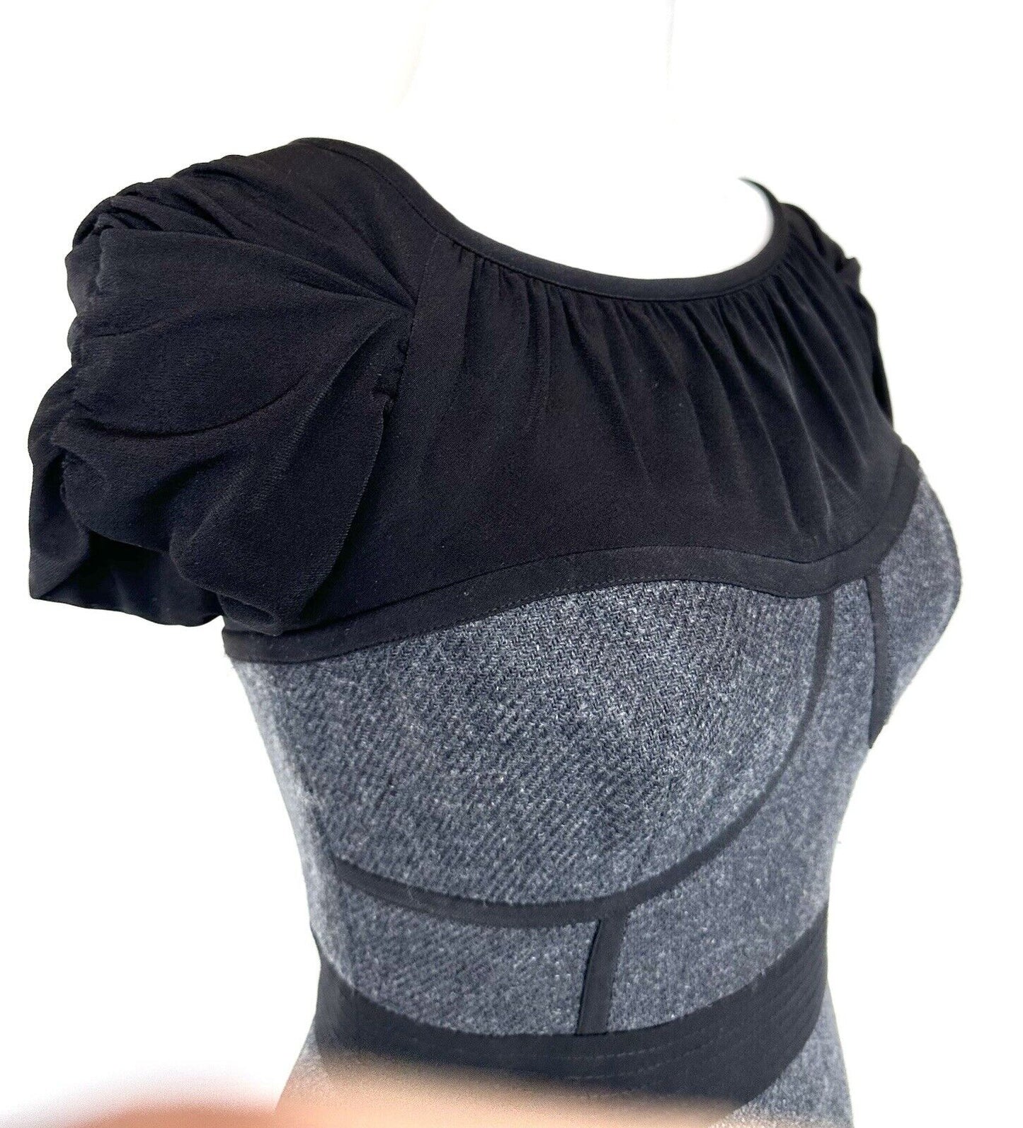 Laundry Shelli Segal Corset Top Black And Gray Dress.Size 2 Retails $265 NWT