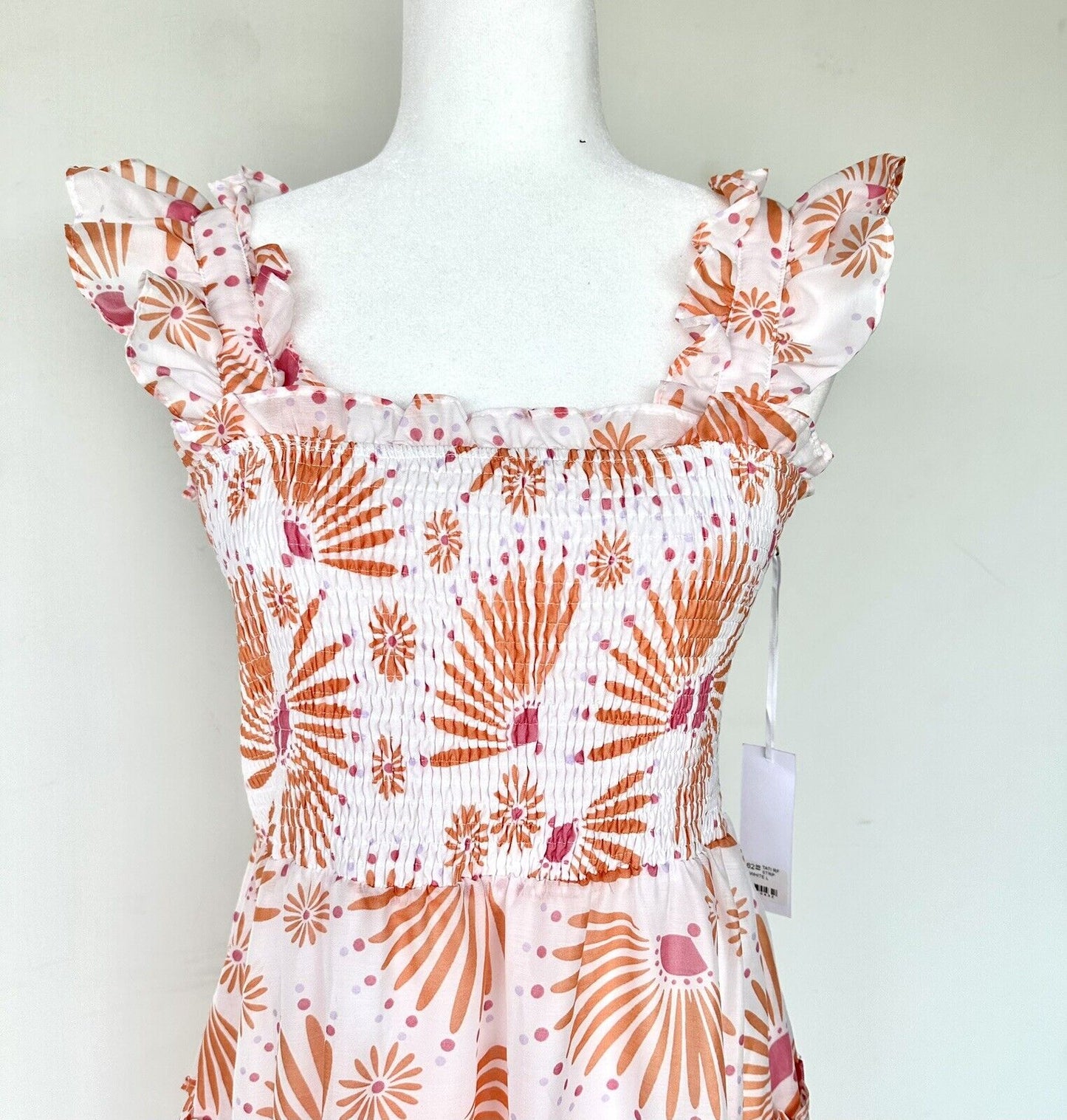 J Marie Tati Tiered Midi Dress size L Retail $162 Flutter Strap NWT