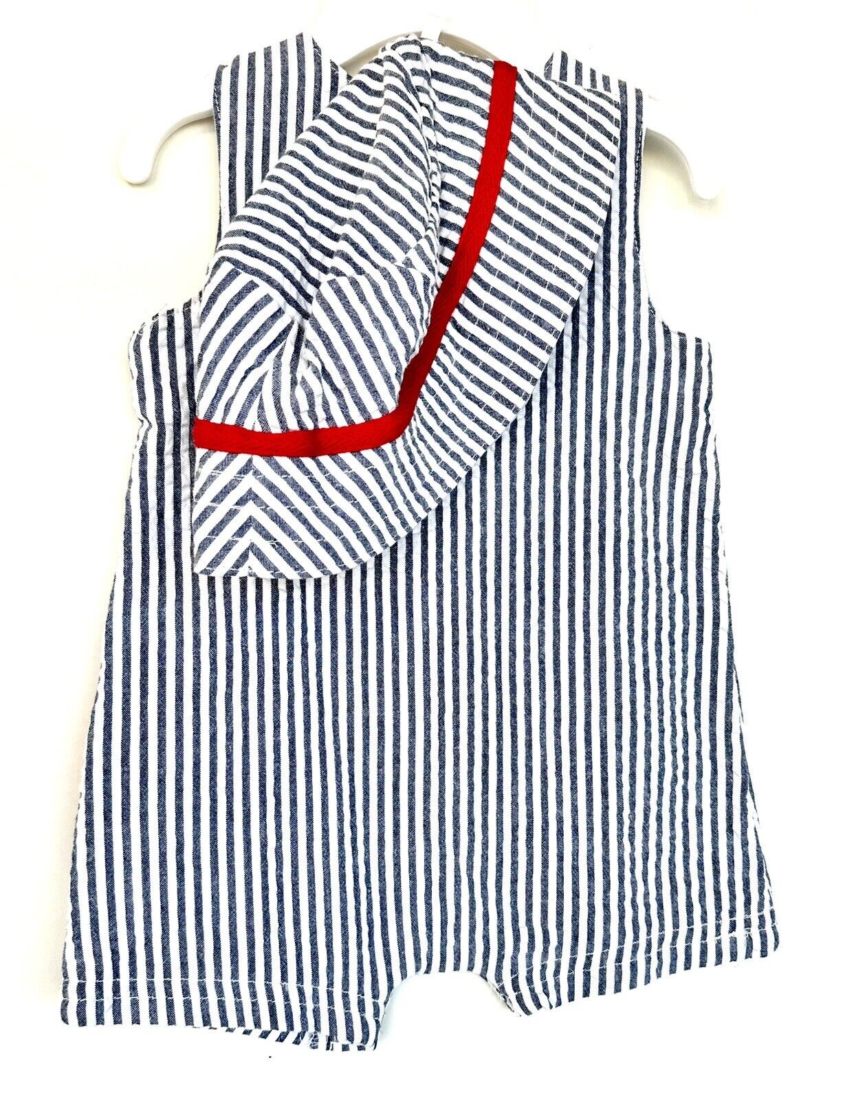 Little Me Striped 2 Pc Romper Set With Hat Crab Design 6 M Retail $34