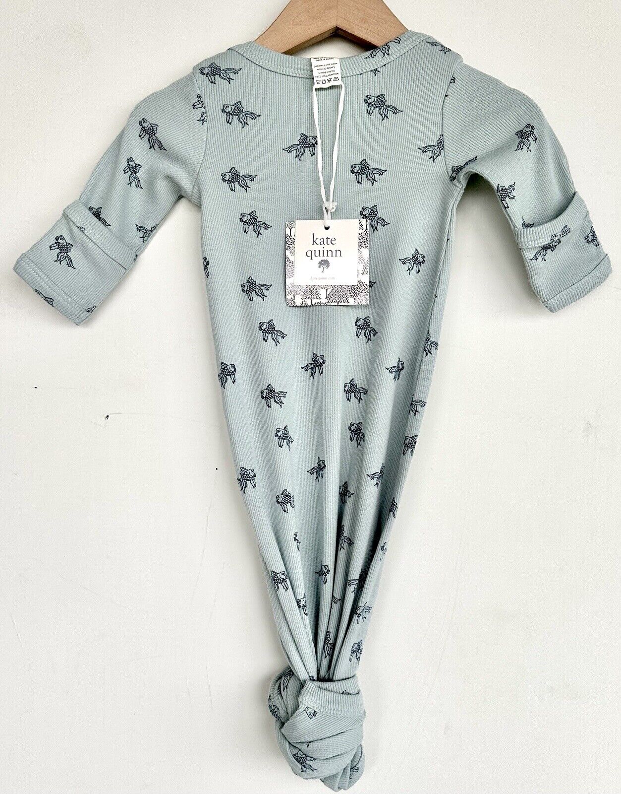 Kate Quinn Organic Cotton Knotted Gown Retail $38 Ribbed 0-3 M Tiny Goldfish