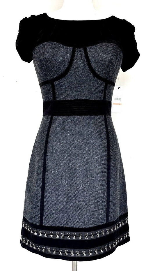 Laundry Shelli Segal Corset Top Black And Gray Dress.Size 2 Retails $265 NWT