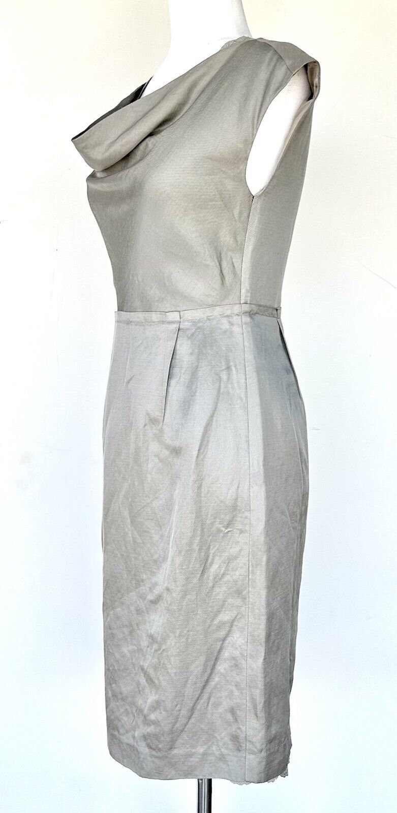 Mad Men Banana Republic Gray Vintage Style Dress 2 Retail $150 Lace Detail NWT