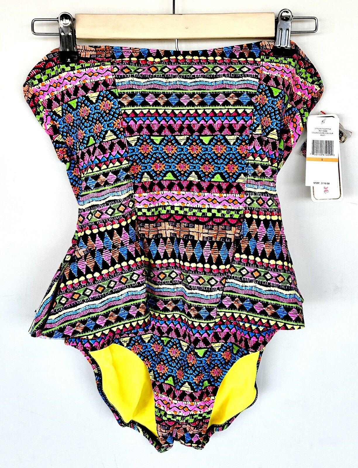 Pink Envelope Swimsuit One Piece Peplum Size S With Removable Strap Retail $110