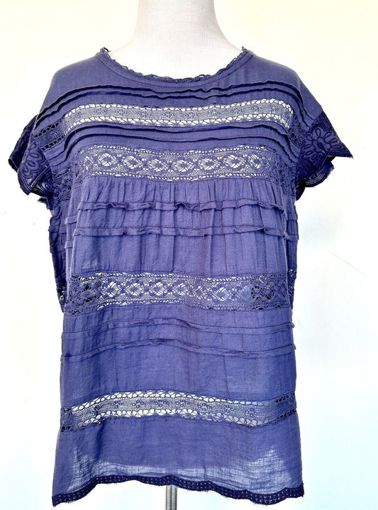 Sundance Aria Blouse Embroidered Lace Panels Ivory PS Retails $88 New With Tags