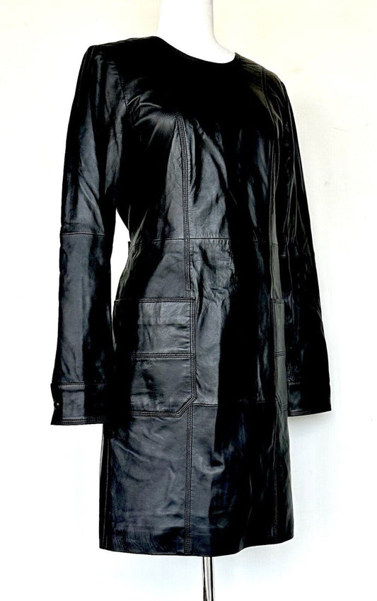 Remain Hanna Black Lamb Leather LS Dress Retails $550 Size US 8 EU 38 NWT