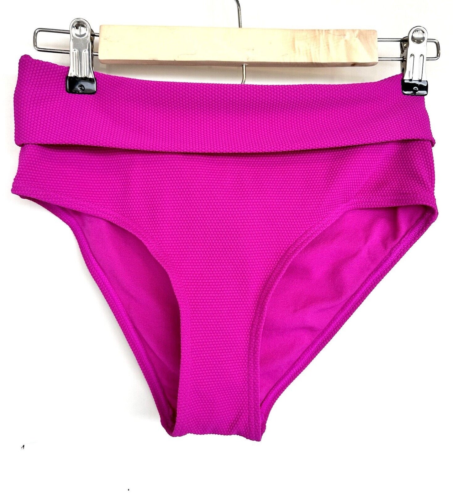 French Connection Fuchsia Swim Fold Over Bottoms Retail $48 Size S Textured Bead