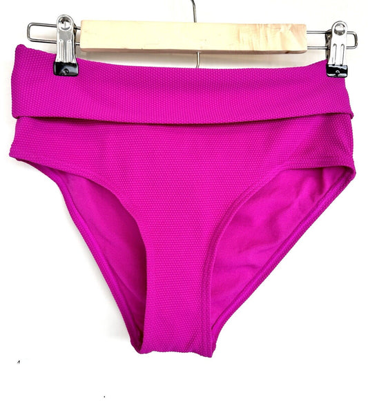 French Connection Fuchsia Swim Fold Over Bottoms Retail $48 Size S Textured Bead