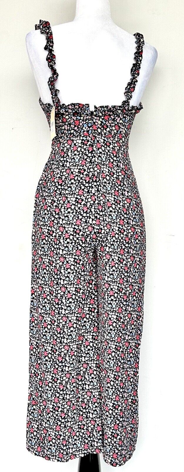 Charlie Holiday Vintage Print Retro Jumpsuit Retails $139.95 XS Ruffle Strap