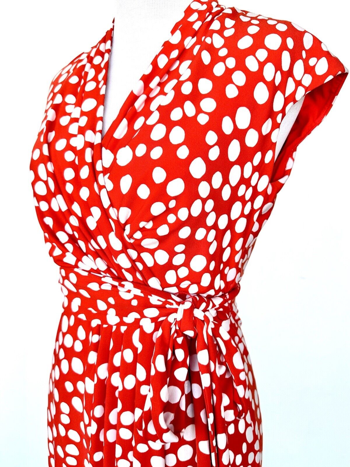 Eliza J Red And White Spot Dress Side Tie Retails $118 Price $79 Size 0P